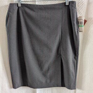 NWT Michael Michael Kors Skirt with high slit Gray with pink pinstripes Sz 8